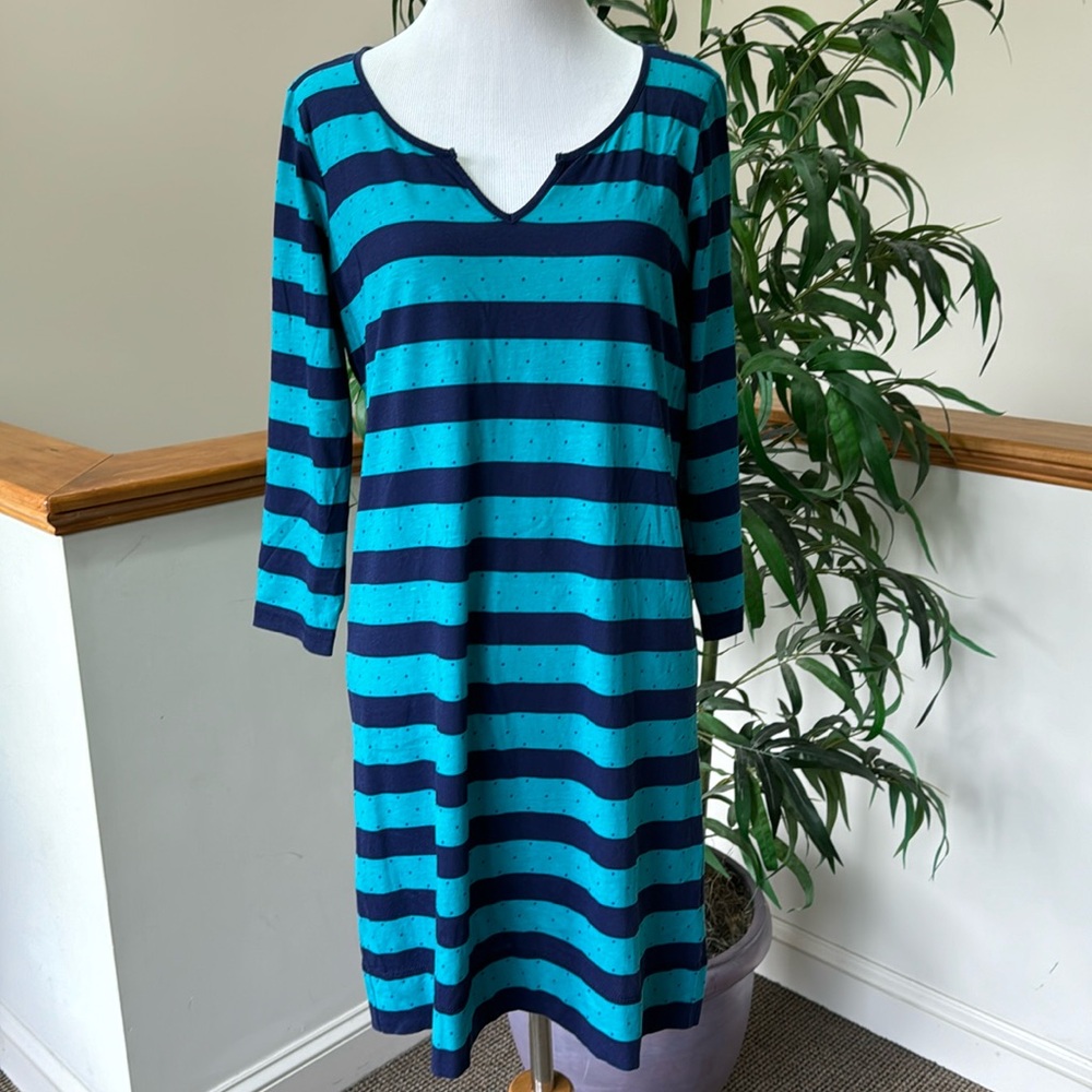 Lilly Pulitzer Shift Short Dress Blue Stripped Cotton